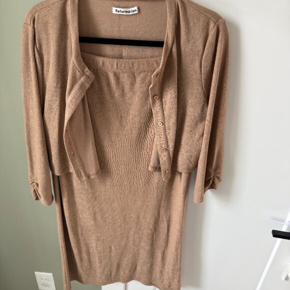 Reformation Janice 3 Piece Set: Skirt, Crop Top, Cardi - Picture 3 of 4